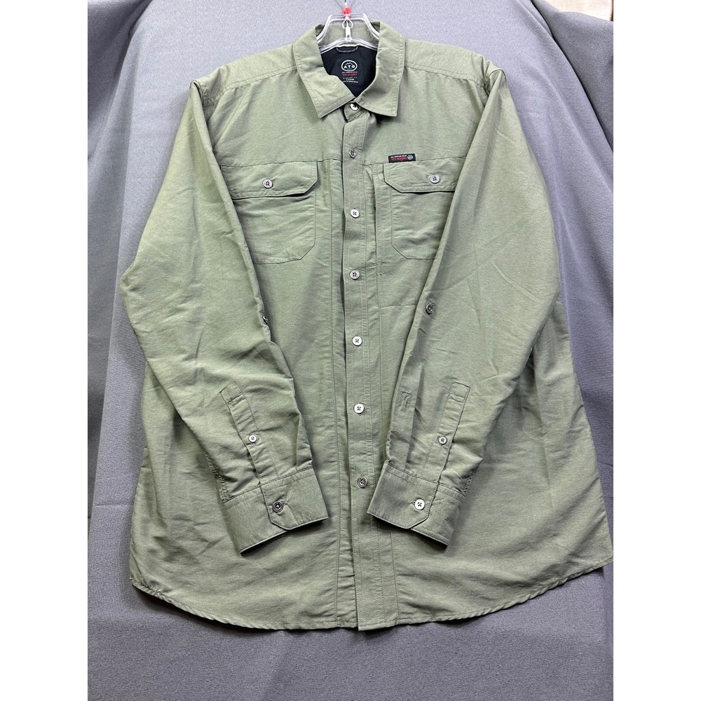 Wrangler ATG All Terrain Gear Men's Large Olive Green Long‎ Sleeve Outdoor Shirt